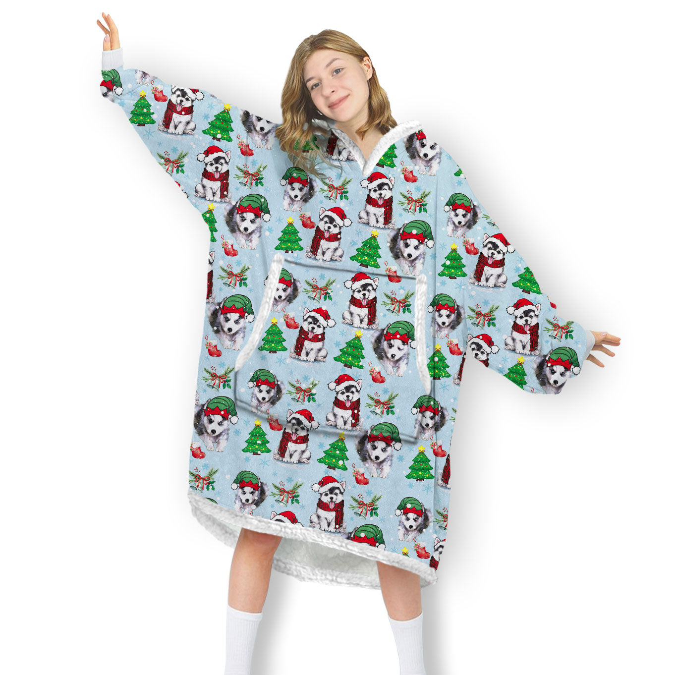 3D Oversized Blanket Hoodies Cute Dog Christmas