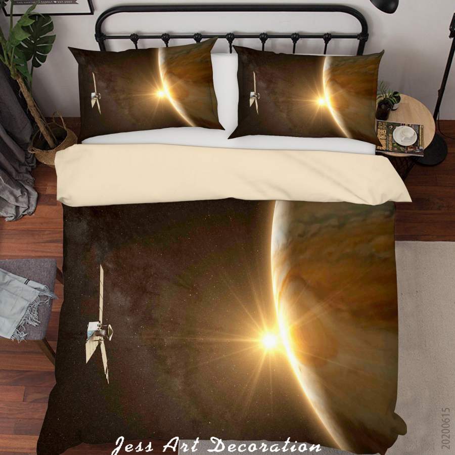 3D Golden Space Satellite Planet Quilt Cover Set Bedding Set Duvet Cover Pillowcases SF85