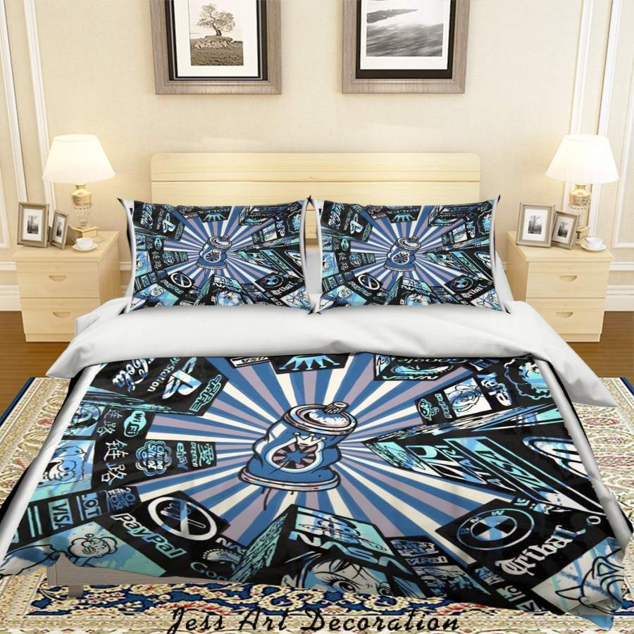 3D Speedy Graphito Home Street Building Blue Quilt Cover Set Bedding Set Duvet Cover Pillowcases  ZY D144