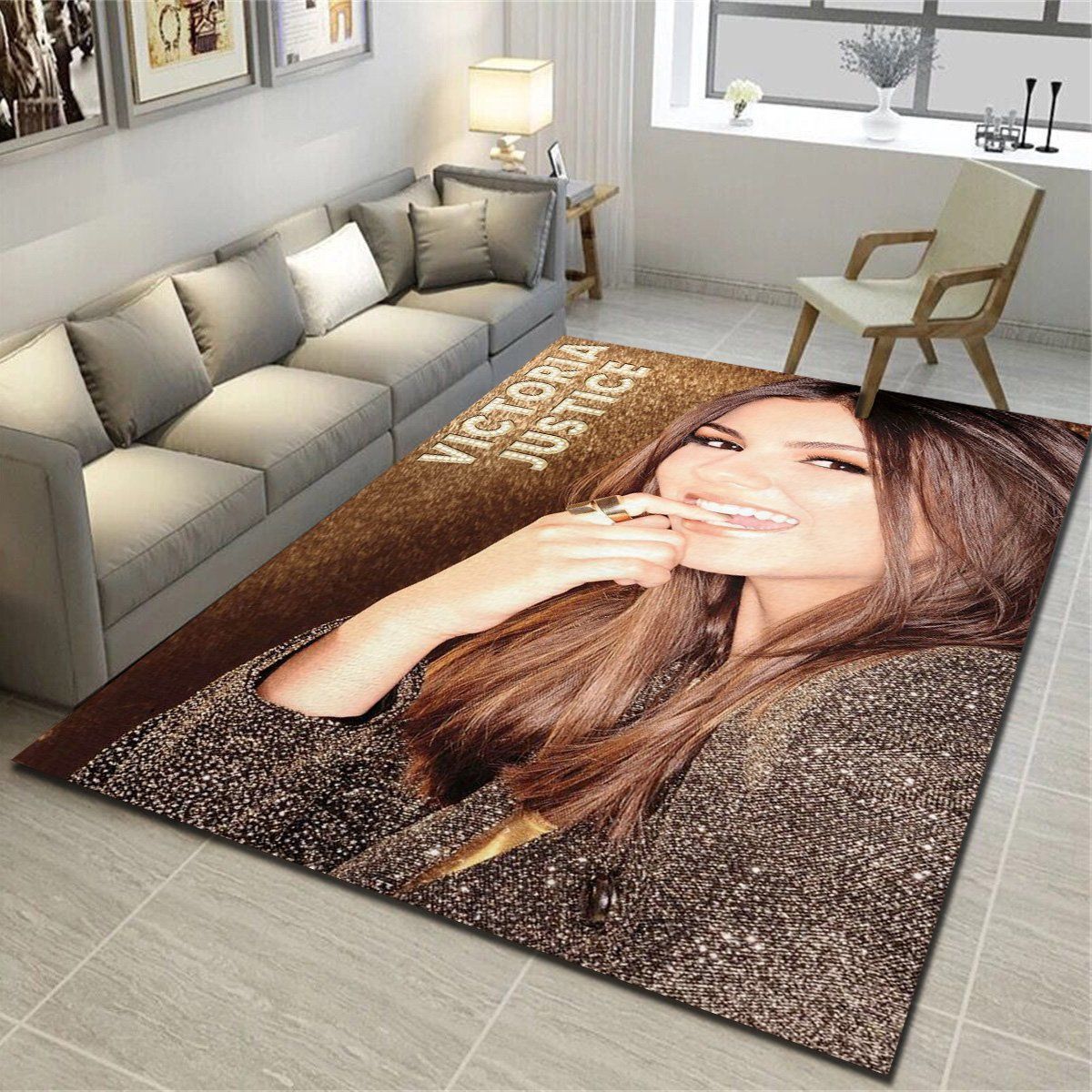 Victoria Justice Gold Area Rugs, Living Room Bedroom Carpet