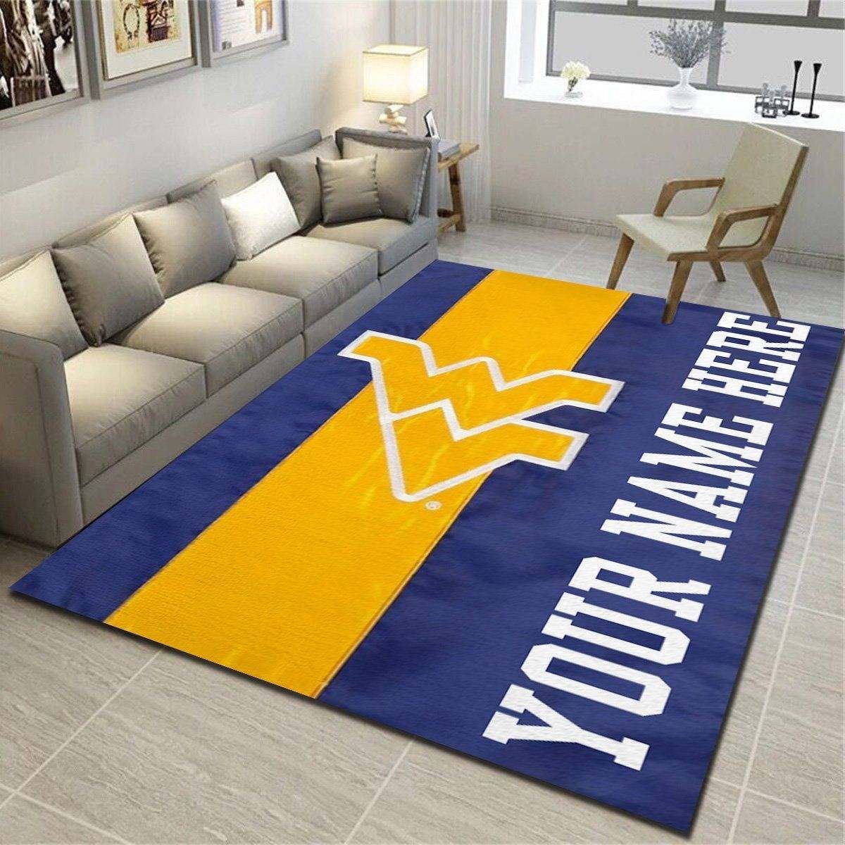 West Virginia Mountaineers Personalized Area Rug,Living Room Bedroom Carpet,Customized Floor Decor