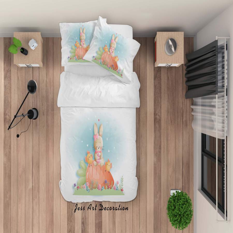 3D Rabbit Chick Carrot Quilt Cover Set Bedding Set Duvet Cover Pillowcases SF77