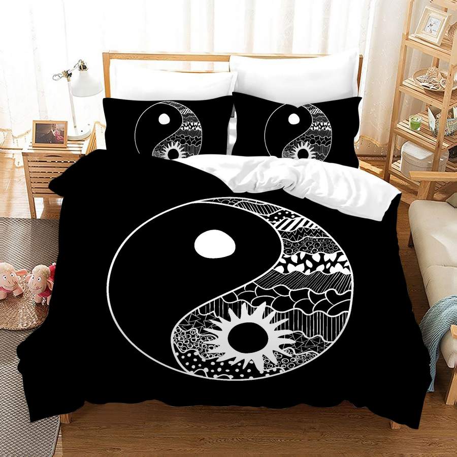 3D Black White Tai Chi Eight Diagrams Quilt Cover Set Bedding Set Duvet Cover Pillowcases SF62