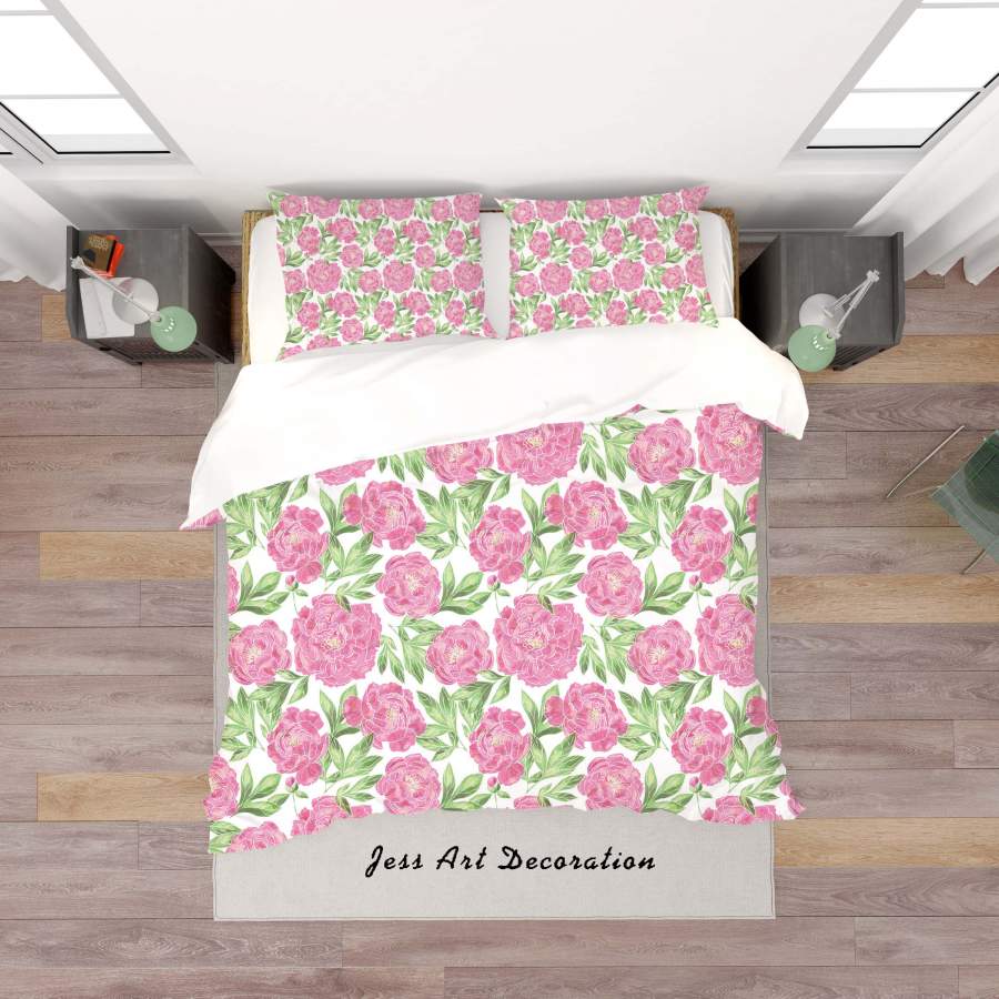 3D Pink Floral Quilt Cover Set Bedding Set Duvet Cover Pillowcases SF120