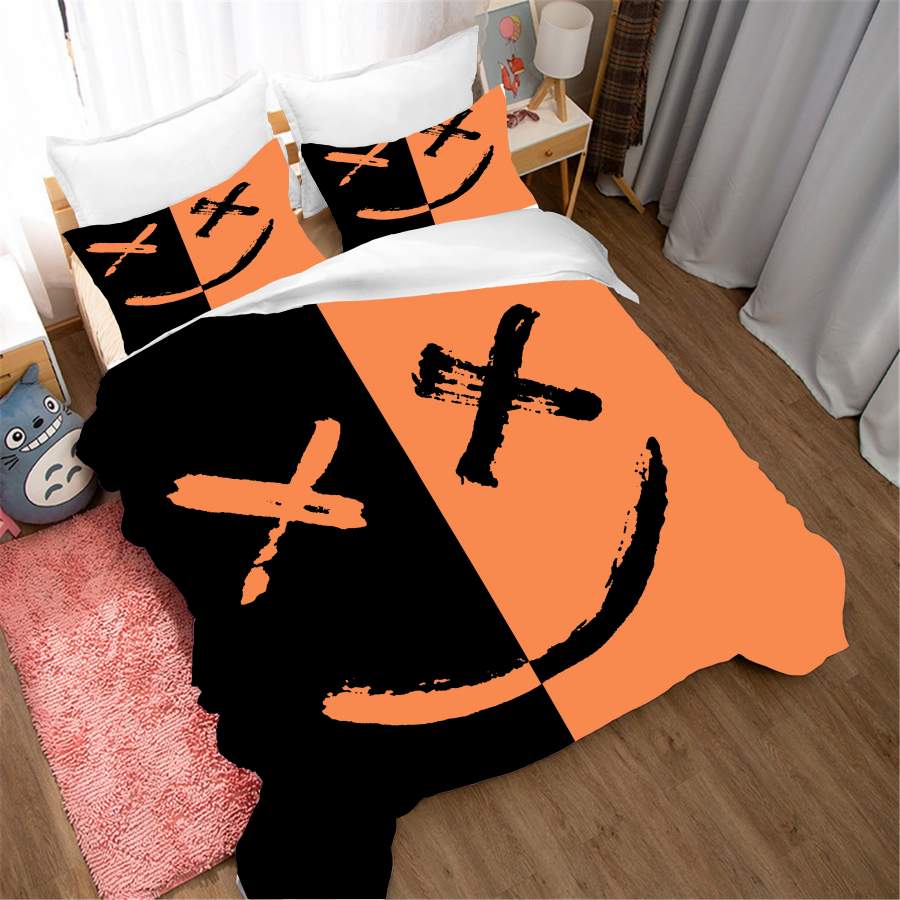 3D Orange Black Smile Quilt Cover Set Bedding Set Pillowcases 09