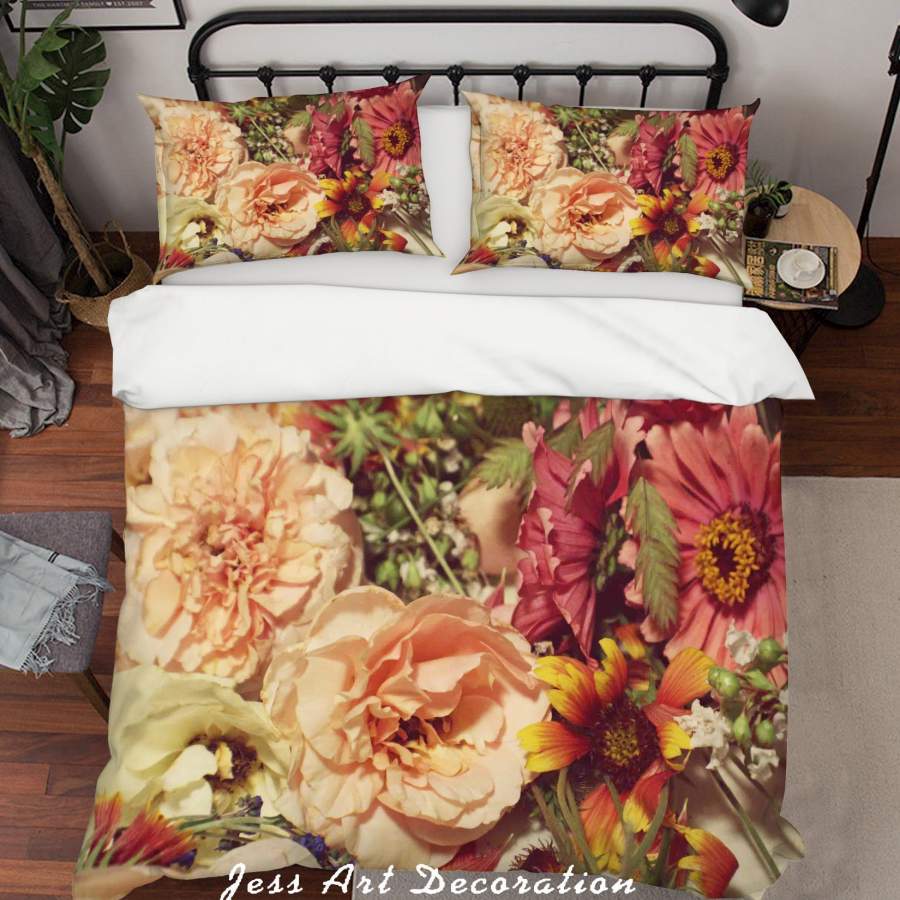 3D Yellow Flowers Quilt Cover Set Bedding Set Duvet Cover Pillowcases LQH A145