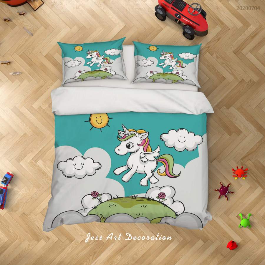 3D Unicorn Quilt Cover Set Bedding Set Duvet Cover Pillowcases SF152