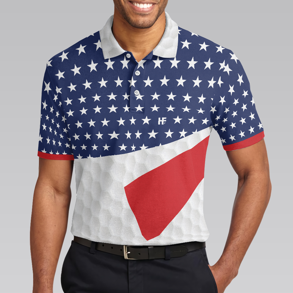 American Flag Texture Golf Polo Shirt