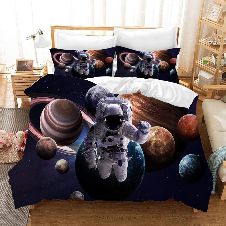 3D Astronaut Universe Planet Quilt Cover Set Bedding Set Pillowcases 59