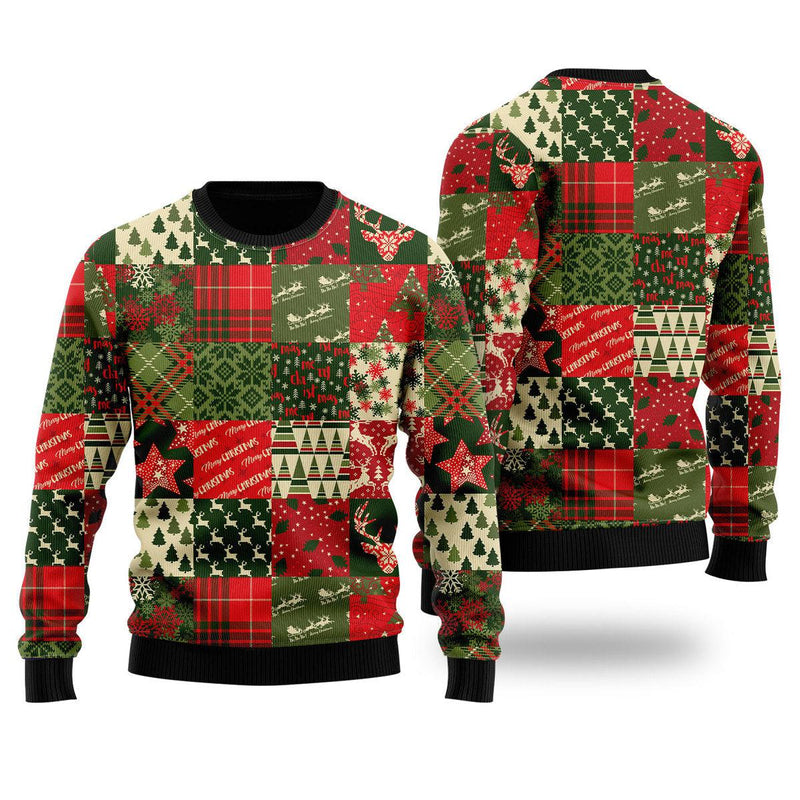 Vintage Christmas Patchwork Ugly Sweater For Men & Women