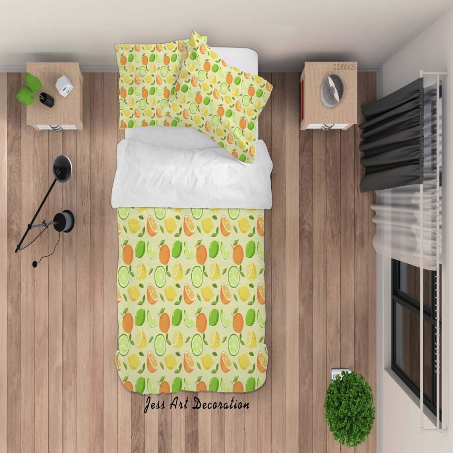 3D Yellow Lemon Orange Quilt Cover Set Bedding Set Duvet Cover Pillowcases SF61