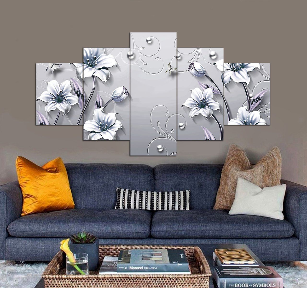 3D Flower 3D 5 Piece Canvas Art