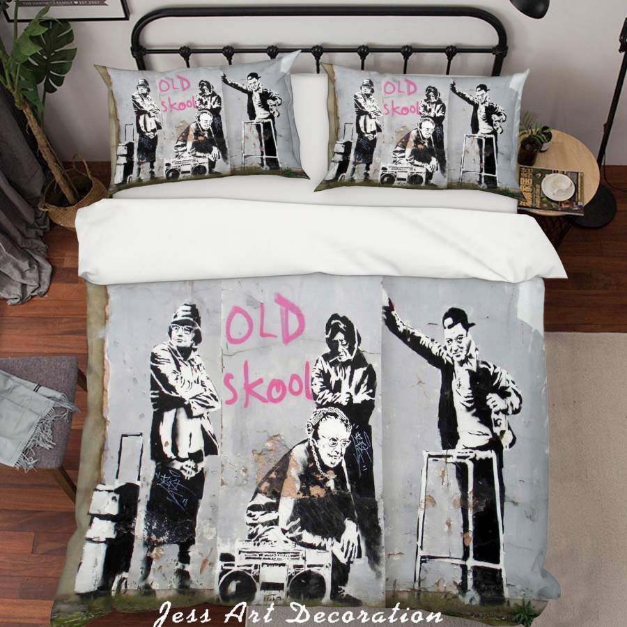 3D Banksy Mural Black White Figure Music Quilt Cover Set Bedding Set Duvet Cover Pillowcases  ZY D103