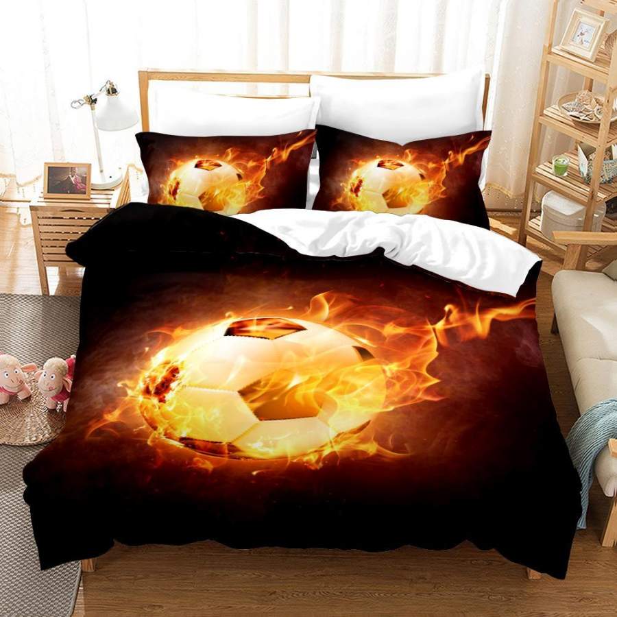 3D Football Soccer Fire Quilt Cover Set Bedding Set Pillowcases 55