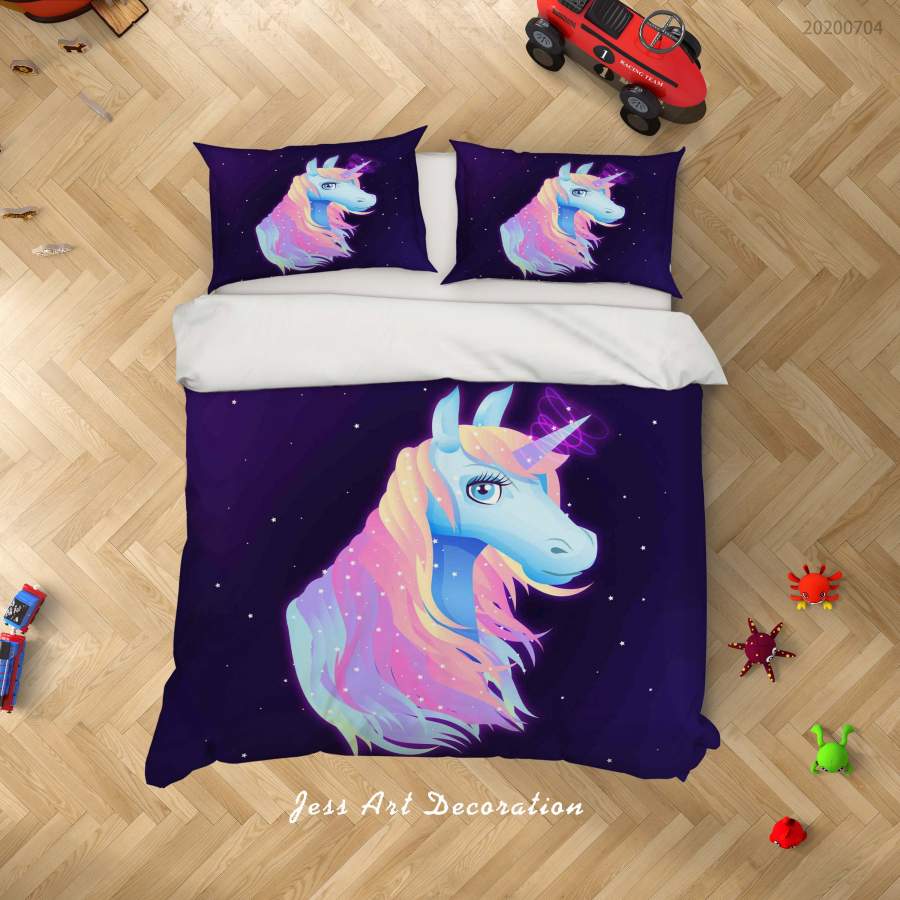 3D Dark Unicorn Quilt Cover Set Bedding Set Duvet Cover Pillowcases SF217