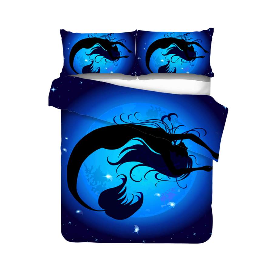 3D Mermaid Blue Quilt Cover Set Bedding Set Pillowcases 80