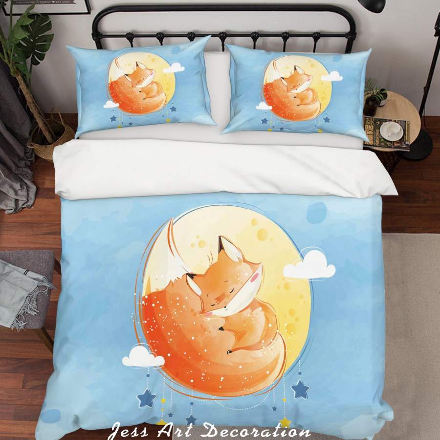 3D Blue Fox Quilt Cover Set Bedding Set Duvet Cover Pillowcases SF94