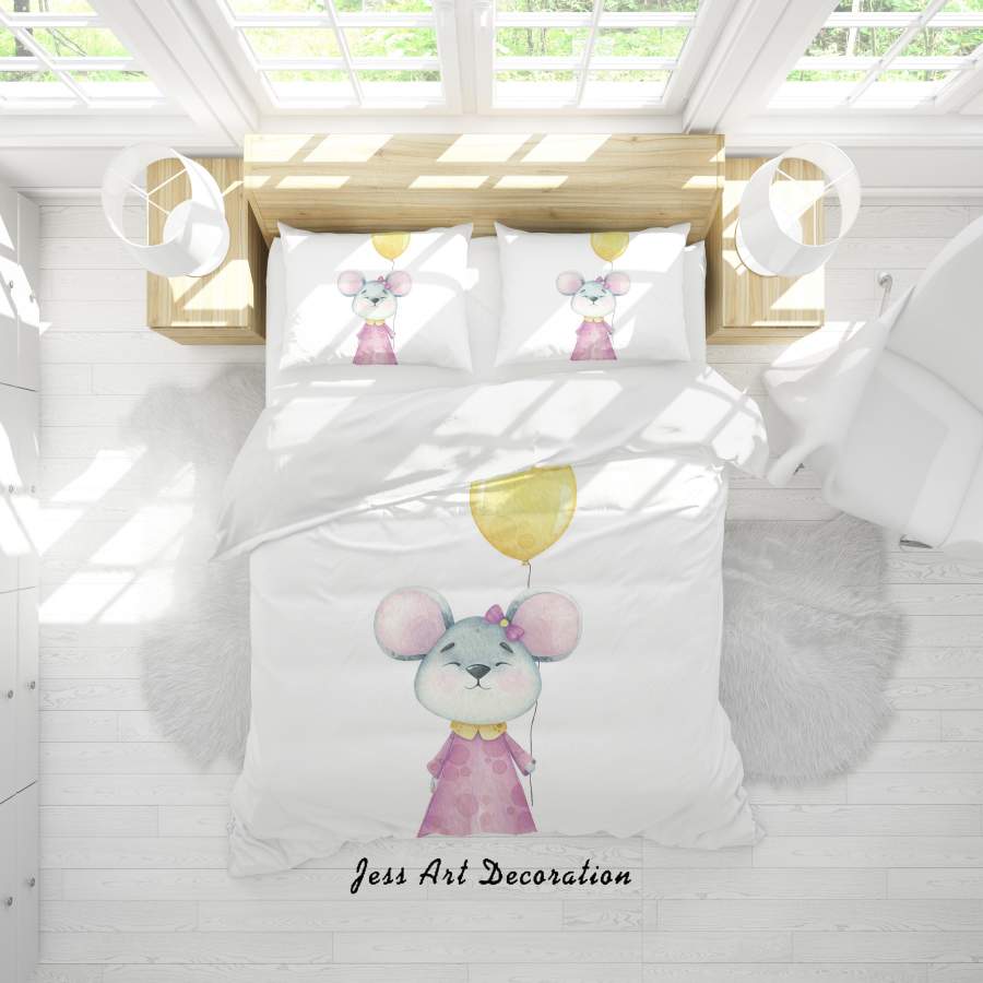 3D White Mouse Balloon Quilt Cover Set Bedding Set Duvet Cover Pillowcases SF19