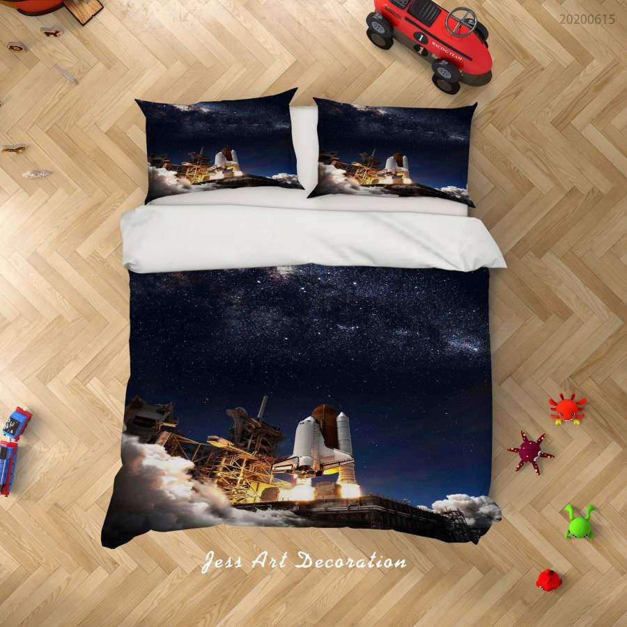 3D Rocket Quilt Cover Set Bedding Set Duvet Cover Pillowcases SF74