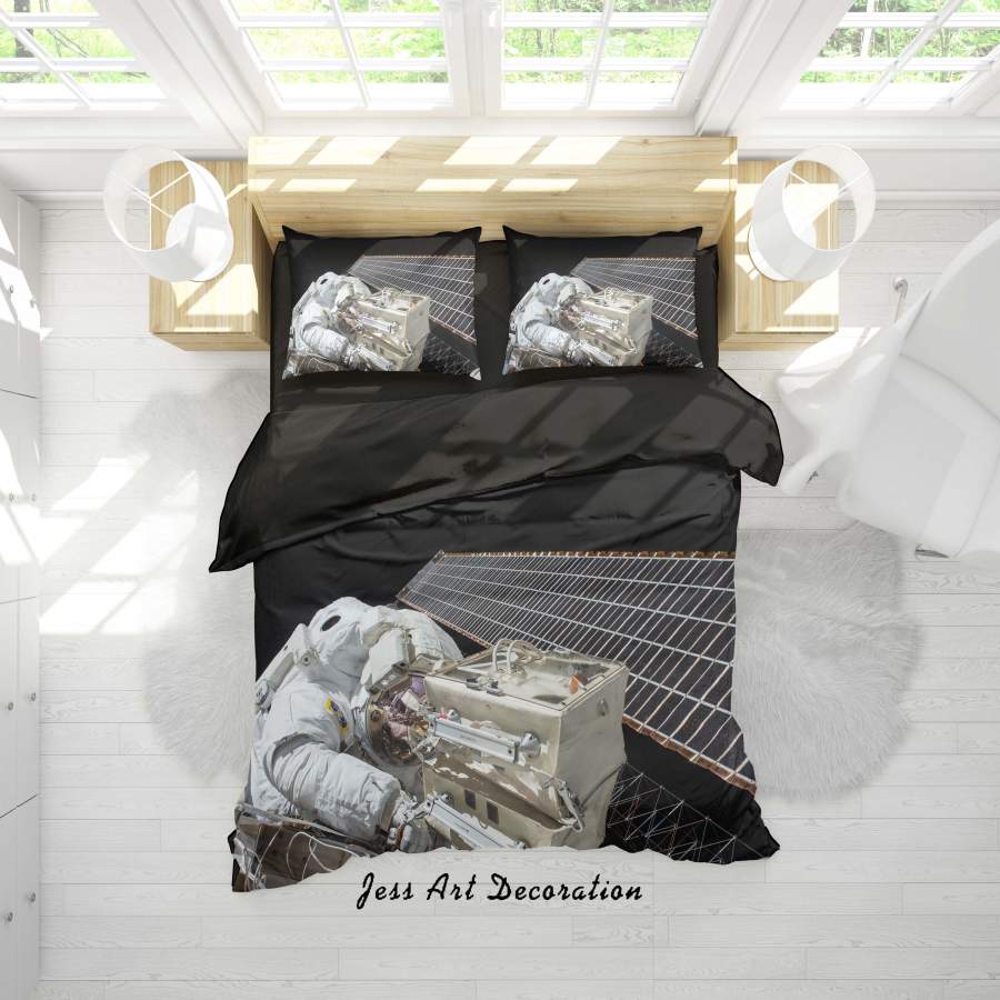 3D Astronaut Space Station Quilt Cover Set Bedding Set Duvet Cover Pillowcases A168 LQH