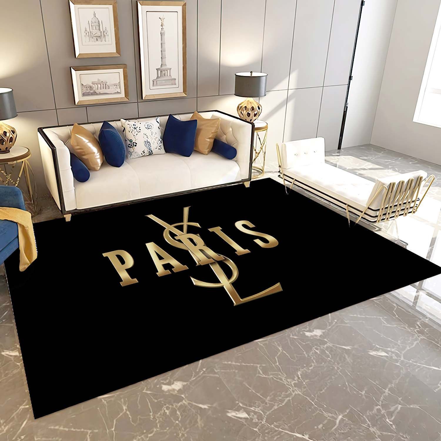 Yves Saint Laurent Rug, Luxury Hypebeast Living Room Bedroom Carpet, Fashion Brand Floor Decor