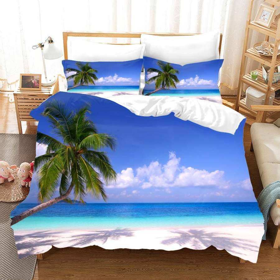 3D Blue Sea Seaside Beach Quilt Cover Set Bedding Set Pillowcases 43