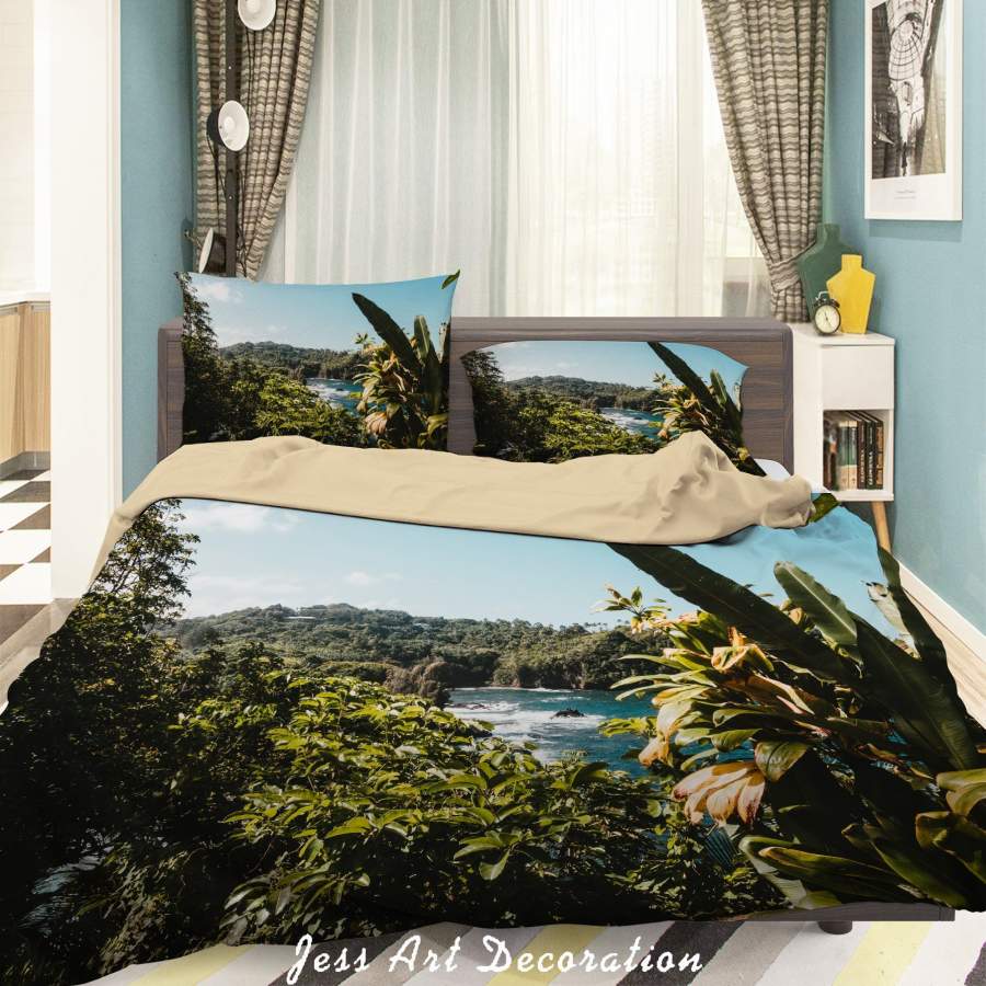 3D Green Forest Sea Quilt Cover Set Bedding Set Duvet Cover Pillowcases 095 LQH