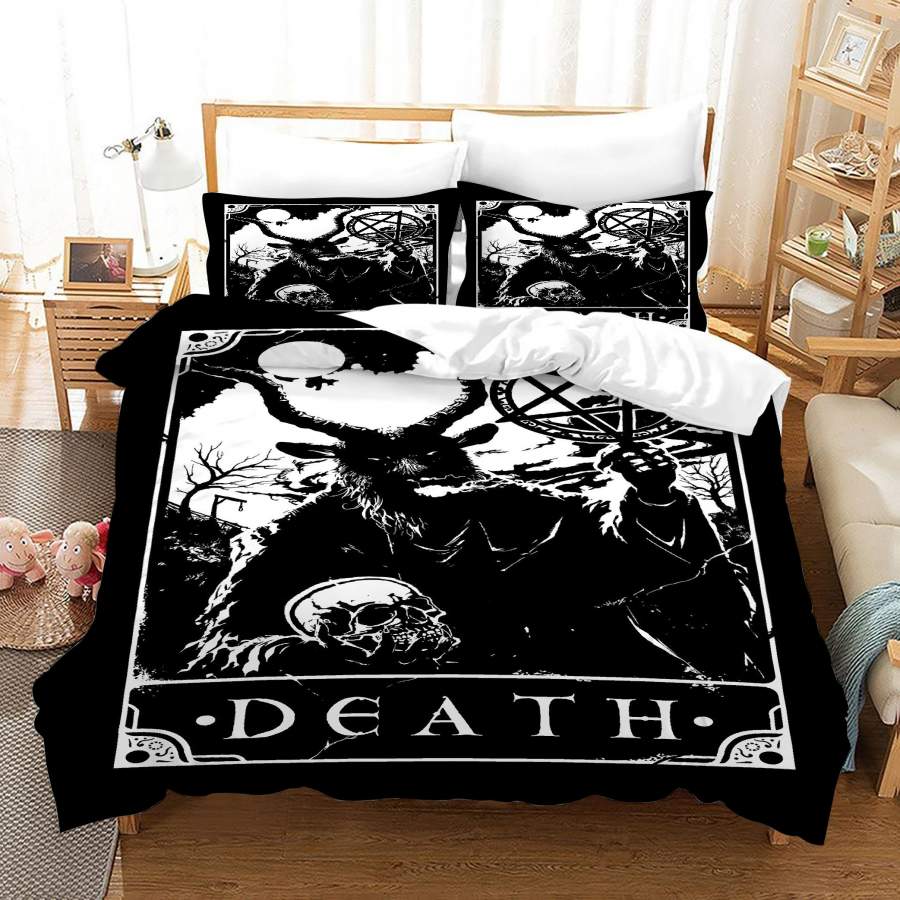 3D Black Tarot Skull Cattle Quilt Cover Set Bedding Set Duvet Cover Pillowcases SF37