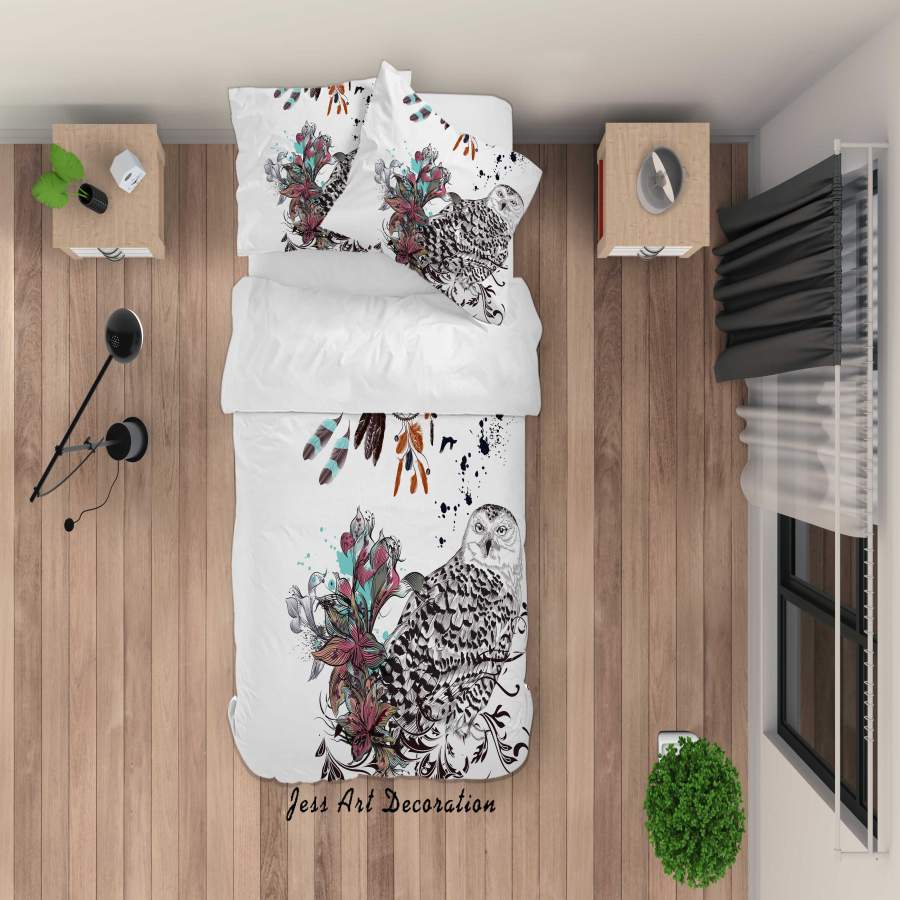 3D Floral Dreamcatcher Owl Quilt Cover Set Bedding Set Duvet Cover Pillowcases SF88