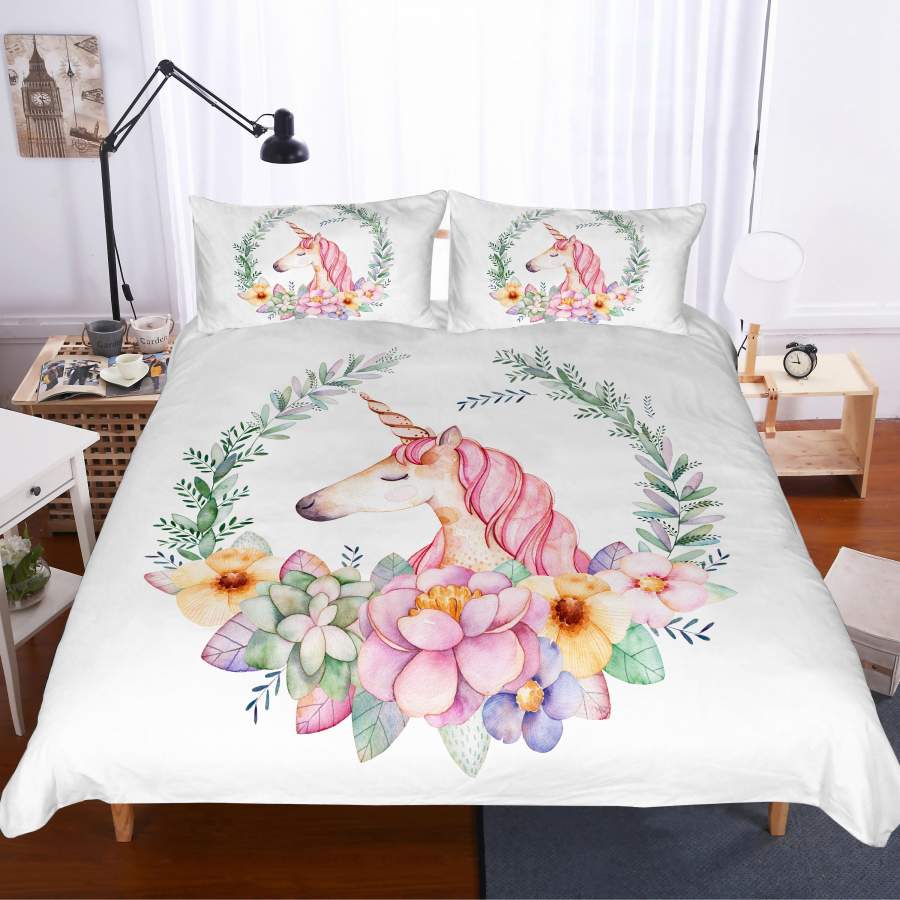 3D Cartoon  Unicorn  Quilt Cover Set Bedding Set Pillowcases