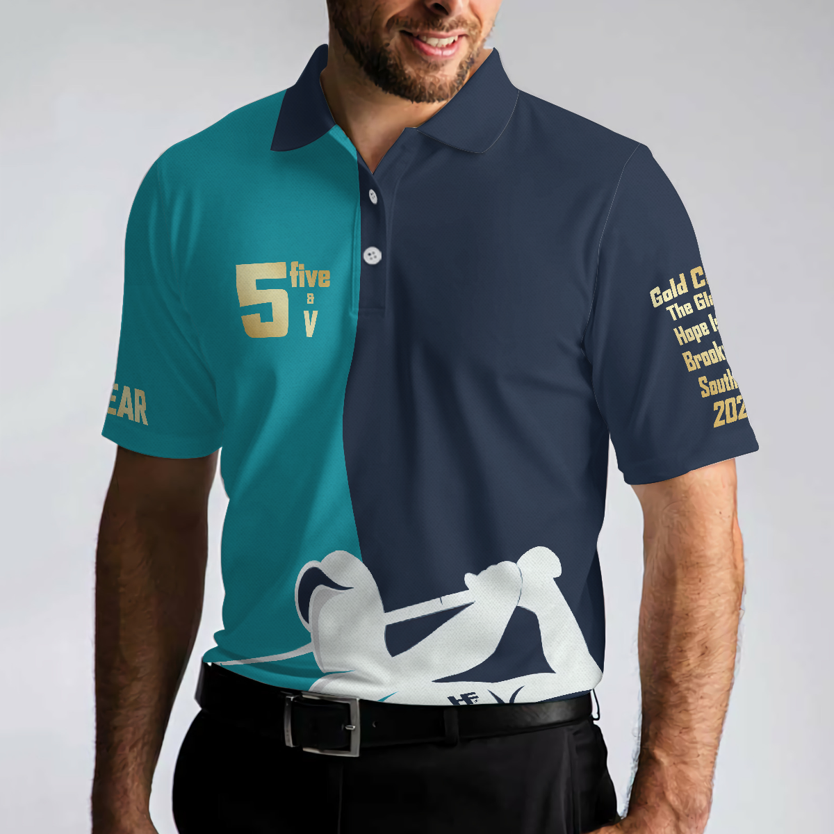 5 Five & V Blue And Navy Men Golf Polo Shirt