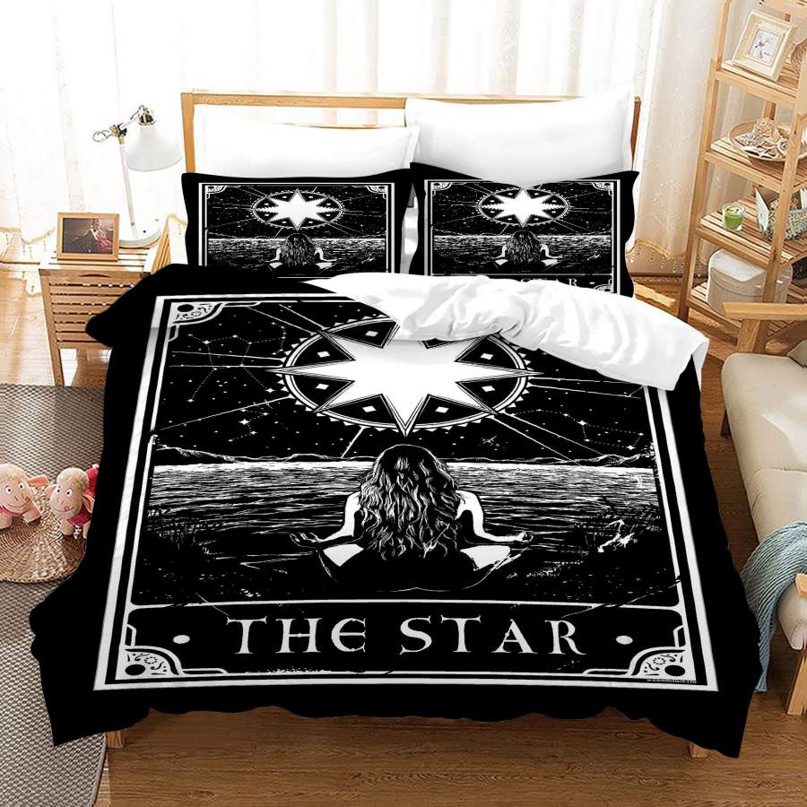 3D Black White Tarot Beauty Star Quilt Cover Set Bedding Set Duvet Cover Pillowcases SF44