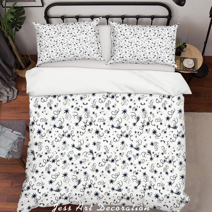 3D White Star Quilt Cover Set Bedding Set Duvet Cover Pillowcases SF07