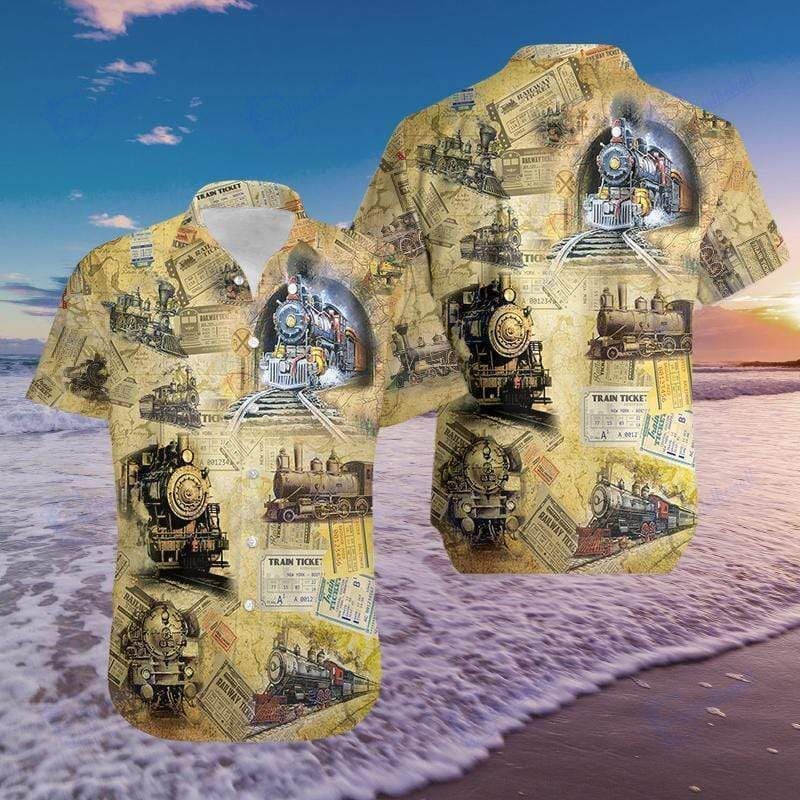 Vintage Trains Hawaiian Aloha Shirts