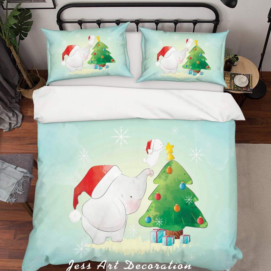 3D Elephant Rabbit Snowflake Christmas Tree Quilt Cover Set Bedding Set Duvet Cover Pillowcases SF61