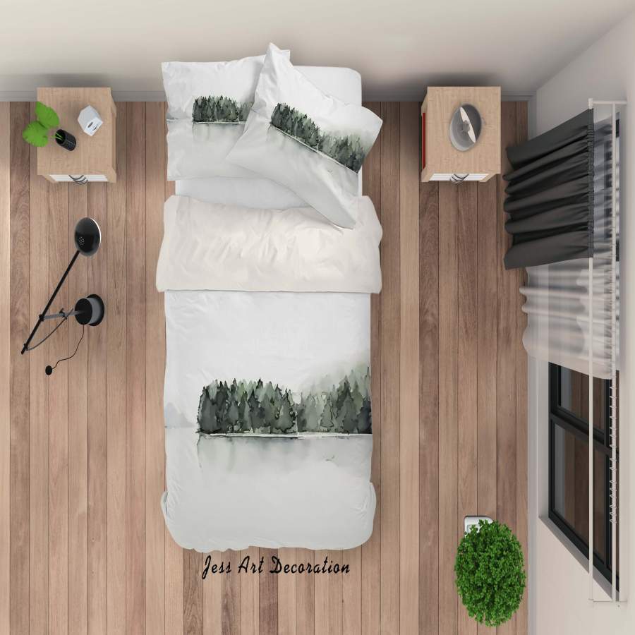 3D Watercolor Pine Forest Quilt Cover Set Bedding Set Duvet Cover Pillowcases A010 LQH