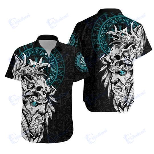 Viking Odin And Riven Color Custom Hawaiian Aloha Shirts