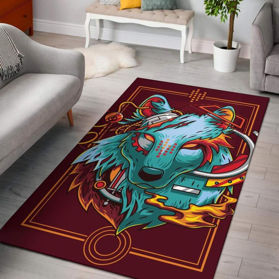 Wolf Pattern Area Rug Carpet