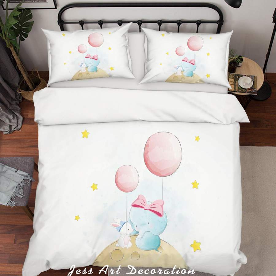 3D Cartoon Elephant Rabbit Balloon Star Quilt Cover Set Bedding Set Duvet Cover Pillowcases SF58