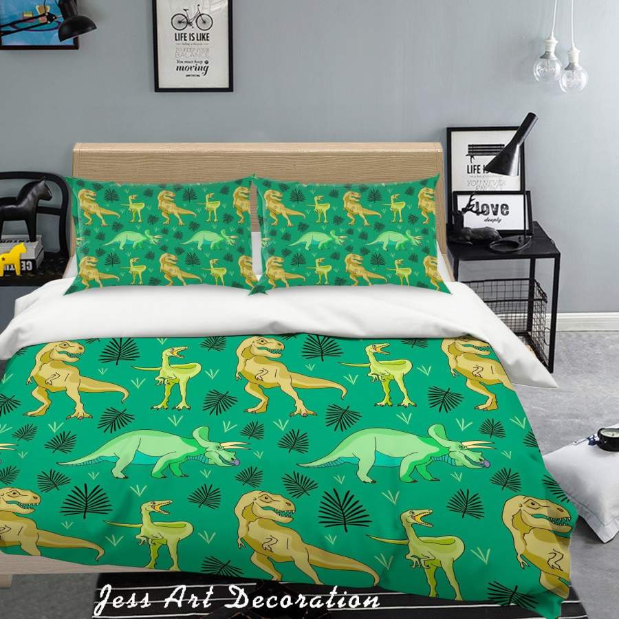 3D Green Dinosaurs Pattern Quilt Cover Set Bedding Set Pillowcases 22