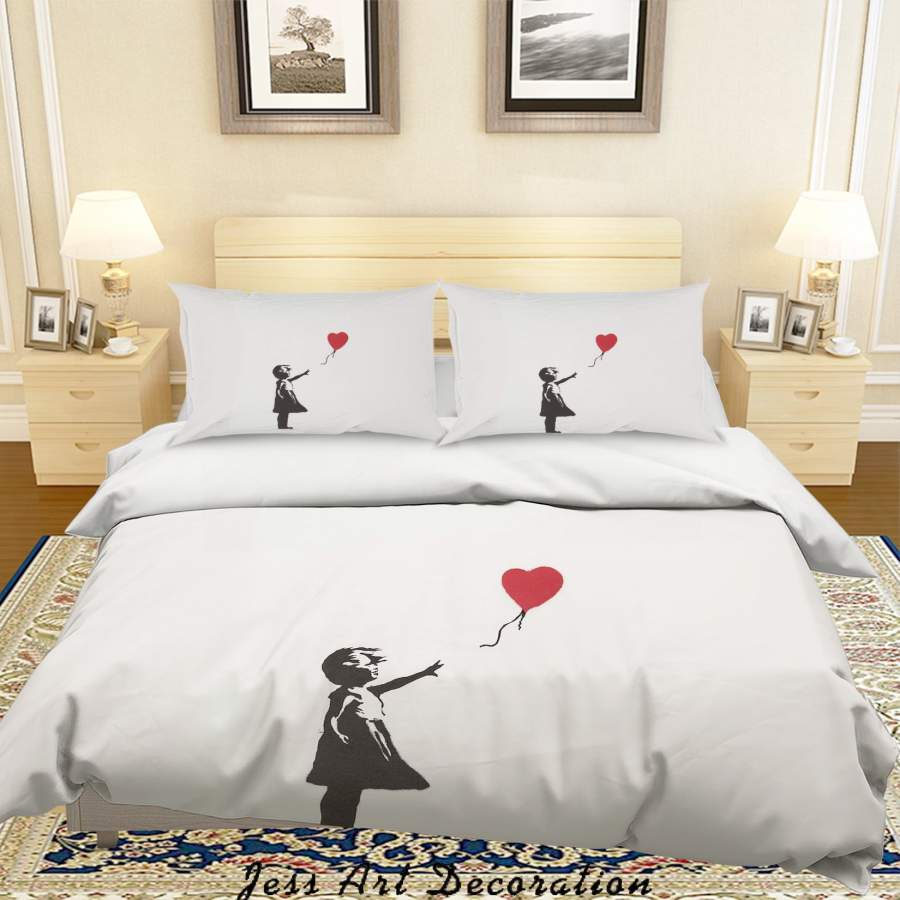 3D Banksy Girl With Balloon Quilt Cover Set Bedding Set Duvet Cover Pillowcases  ZY D35