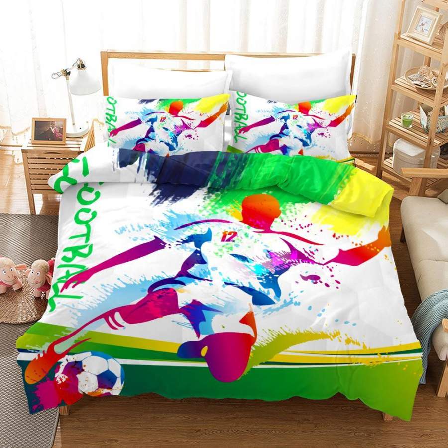 3D Football Soccer Player Quilt Cover Set Bedding Set Pillowcases 68