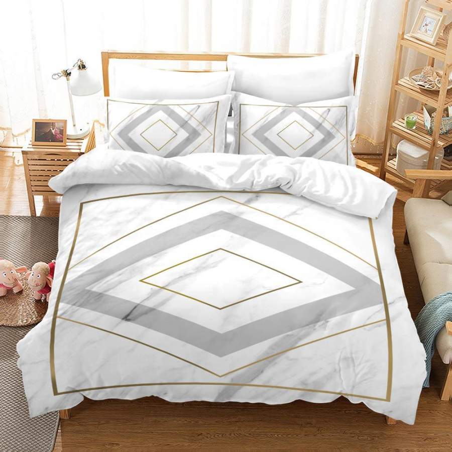 3D Geometric Marble Quilt Cover Set Bedding Set Duvet Cover Pillowcases A414 LQH