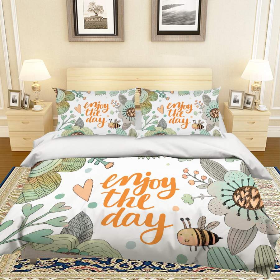 3D Cartoon Bee Flower Quilt Cover Set Bedding Set Pillowcases 33