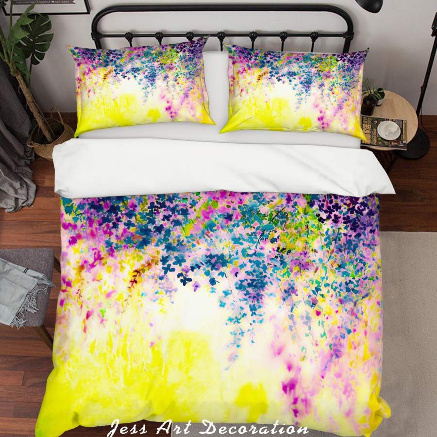 3D Yellow Floral Watercolor Quilt Cover Set Bedding Set Pillowcases 27