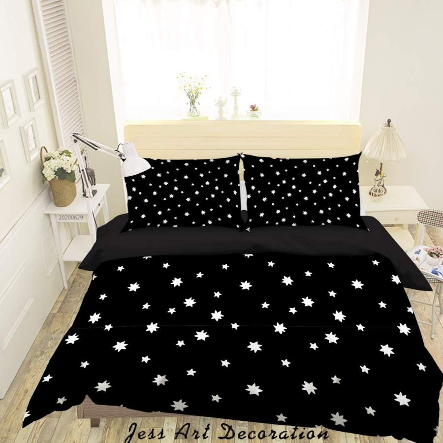 3D Black Star Quilt Cover Set Bedding Set Duvet Cover Pillowcases SF77