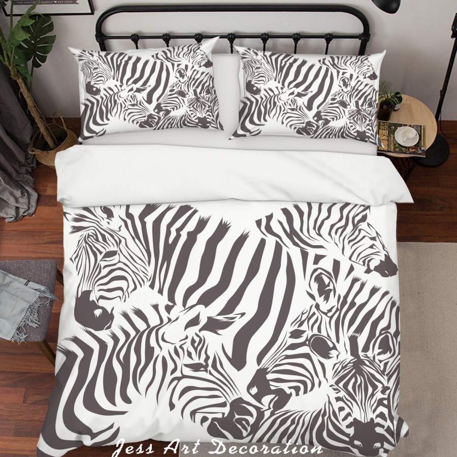 3D Black White Zebra Quilt Cover Set Bedding Set Duvet Cover Pillowcases SF128