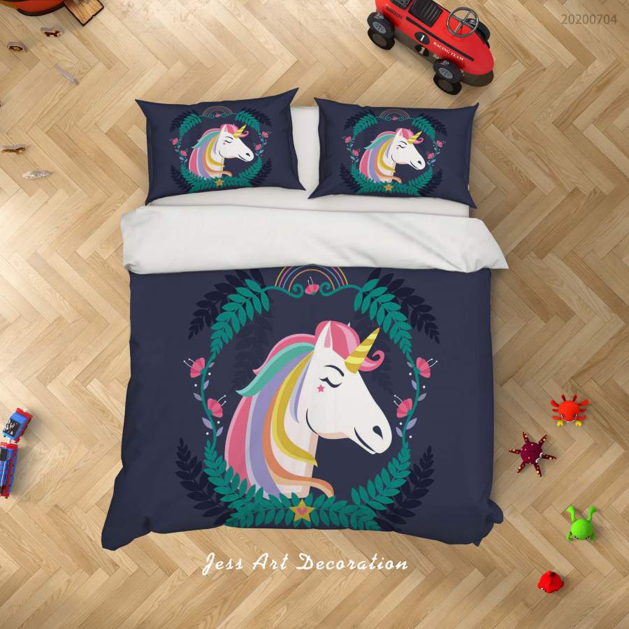 3D Dark Unicorn Quilt Cover Set Bedding Set Duvet Cover Pillowcases SF264