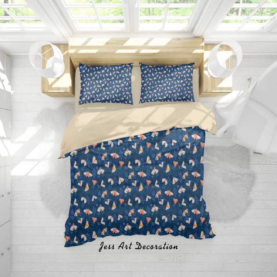 3D Blue Leaf Butterfly Quilt Cover Set Bedding Set Duvet Cover Pillowcases A367 LQH