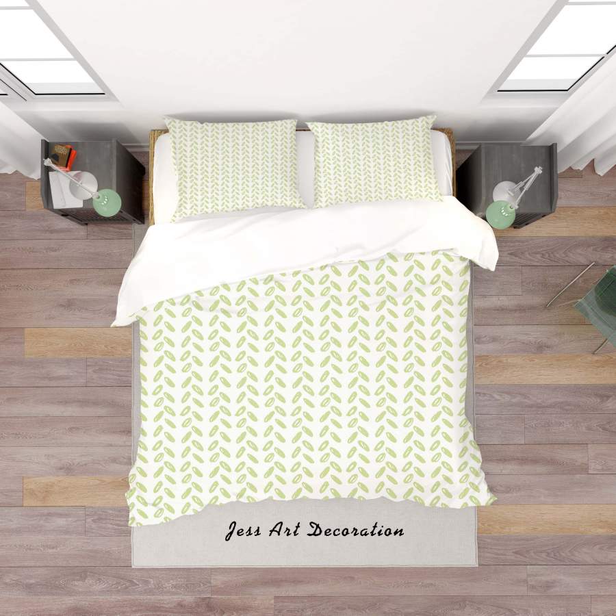 3D White Green Rice Pattern Quilt Cover Set Bedding Set Duvet Cover Pillowcases SF51